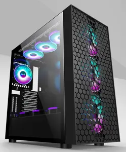 2021 Atx Mid Tower Frontplatte aus gehärtetem Glas mit Netz in Computer gehäusen PC-Gamer-Gaming