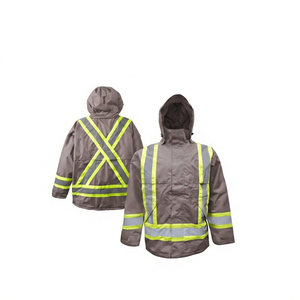 Chaqueta de Seguridad Reflectante de Alta Visibilidad con Capucha y Franjas Cruzadas en la Espalda para Ropa de Trabajo - Product Image 2