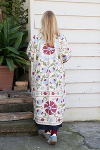 Veste en coton matelassée à boutons, motif floral, écologique, Suzani, automne-hiver, longueur régulière, brodée, pour femmes - Product Image 4