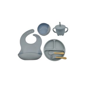 Ensemble complet d'alimentation pour <span class=keywords><strong>bébé</strong></span> en silicone pour la diversification alimentaire des tout-petits, comprenant assiette, cuillère, fourchette, bavoir, bol, gobelet à eau et à collation - Product Image 3