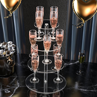 Support à vin en acrylique transparent sur 3 niveaux, présentoir de verres pour 12 tasses, tour de présentation de boissons pour mariage et fête