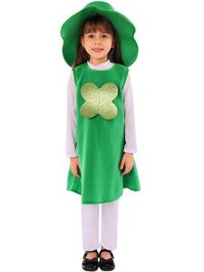 Disfraz de Trébol de Cuatro Hojas del Día de San Patricio de Irlanda con Sombrero para Niñas, Disfraces Verdes para Fiestas, Ropa de Duende para Niños - Product Image 6