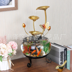 Ornement de bureau rond et élégant pour aquarium miniature, avec circulation d'eau, ultra silencieux, design papillon, pour la maison et le bureau - Product Image 4