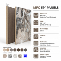 Papan Partikel Berlapis Melamin MFC Kayu Ek Kelas E0 1549*2769mm dengan Tekstur Kayu untuk Perabot Rumah Tangga