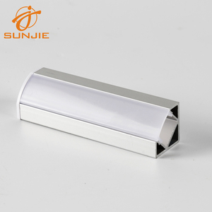 Высококачественный угол 45 градусов, черный анодированный светодиодный алюминиевый канал V-образной формы, алюминиевый светодиодный профиль для жестких светодиодных лент - Product Image 3