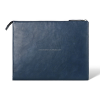 Housse pour ordinateur portable en cuir véritable, durable, moderne et minimaliste, avec fermeture éclair, pour hommes, usage professionnel, MacBook Air/Pro PC