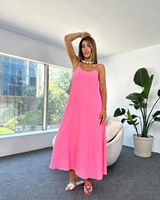 Robes décontractées pour femmes grandes tailles, couleur unie, col halter, printemps été, robe maxi élégante, robe ample pour femmes