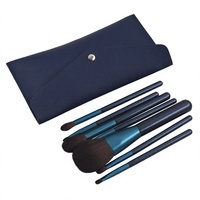 Lot de 7 pinceaux de maquillage professionnels en poils synthétiques avec manche en bois pour les yeux et le visage, incluant un pinceau plat pour le correcteur, faible MOQ