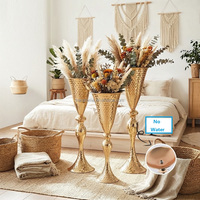 Vase Trompette en Métal Doré Martelé de Luxe, Support à Fleurs, Centres de Table de Mariage, Vases Décoratifs pour la Maison et les Fêtes