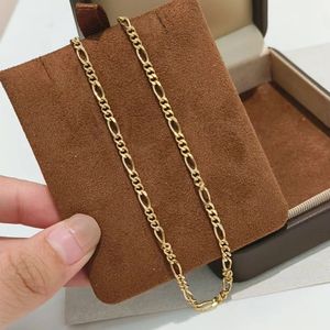 Collier pour femme et homme Xinfly Au750, bijoux simples, nouveau design, haute qualité, or véritable 18 carats, chaîne à maillons Figaro - Product Image 1