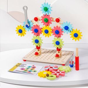 Boys Girls Christmas Birthday Gift Educational STEM Gear Construction <b>Toy</b> Wooden Toddler Kids <b>Tool</b> <b>Set</b> - Product Image 3