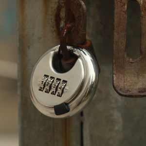 <span class=keywords><strong>Cadenas</strong></span> de sécurité en alliage d'acier argenté à combinaison à 4 chiffres maître serrure à disque de forme ronde pour verrouiller les portes fenêtres sacs coffre - Product Image 6