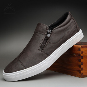Men's PU Leather <strong>Sneakers</strong> Slip on Loafers Shoes Man Flat Shoes <strong>Zip</strong> Casual Walking <strong>Sneaker</strong> Loafer - Product Image 1