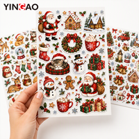 Feuilles d'autocollants personnalisés pour décorations de Noël, autocollants imperméables en vinyle prédécoupés pour scrapbooking, cadeaux et décorations pour enfants