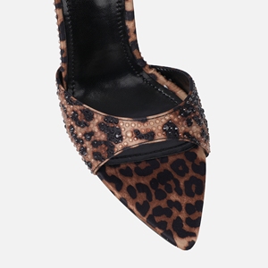 LEOPARD PRINT SATIN <strong>DIAMANTE</strong> MULES Sandal Shoes 2024 Unique Style Leopard Printing Pump Sandals <strong>Slipper</strong> - Product Image 2