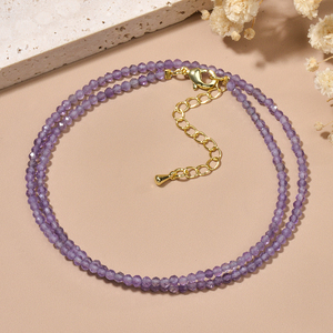 Design semplice 2mm <span class=keywords><strong>pietra</strong></span> naturale granato ametista <span class=keywords><strong>pietra</strong></span> <span class=keywords><strong>di</strong></span> <span class=keywords><strong>luna</strong></span> Lapis <span class=keywords><strong>collana</strong></span> <span class=keywords><strong>di</strong></span> perline sfaccettate per gli uomini e le donne indossano gioielli quotidiani - Product Image 3