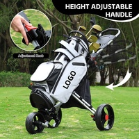 Chariot de golf pliable noir à 3 roues en aluminium, prix direct usine CE, vente en gros pour clubs de golf