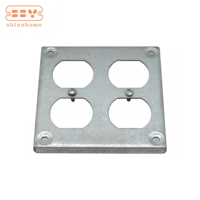 Cache-prise double carré en acier galvanisé de 4 po, plaque de sortie surélevée à 2 postes de 3/8 po 8371 pour boîtiers American Standard