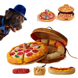 제조업체 츄가드 테크놀로지 플러시 퍼즐 강아지 장난감 컬러풀 삑삑이 피자 박스 세트 맞춤형 강아지 장난감 - Product Image 4