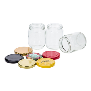 Jar Jar With Glass Lid Empty 240ml 250ml 370ml Glass Honey Container Sweet Preserve Round Glass Bottle Jar Glass Bottle With Twist-off Lug Lid