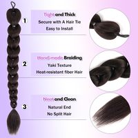 Perruque queue de cheval tressée synthétique violette colorée en gros, double trame, résistante à la chaleur, en fibre haute température, facile à appliquer