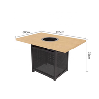Basis logam persegi panjang Cafe barbeque prasmanan Korea Bbq Fondue Pot panas meja makan dan kursi Booth Sofa tempat duduk untuk restoran