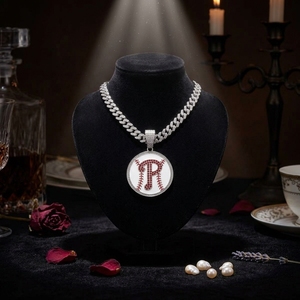 <span class=keywords><strong>Collier</strong></span> pendentif lettre Philadelphia style baseball, tendance, polyvalent, personnalisé, avec diamant, de marque de mode - Product Image 2