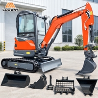 Mini-excavatrice LOGWAY avec climatiseur de toit en option, livraison gratuite, conception compacte pour travaux en verger