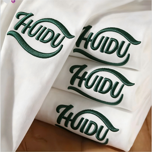 HUIDU卸売カスタム刺繍ロゴ240g 100%コットンホワイトTシャツドロップショルダー無地オーバーサイズメンズTシャツ - Product Image 2