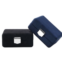 Boîte de rangement à bijoux en velours avec logo personnalisé, double couche, pour voyage, rangement de bijoux, boîte de présentation pour bagues, boucles d'oreilles, colliers, bracelets
