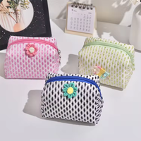 Dompet Mini Kualitas Tinggi Bahan Kanvas Polyester Vintage, Dompet Ramping Anti Maling dengan Ritsleting, Desain Kartun Sederhana, Banyak Slot Kartu