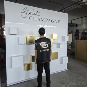 Pvc personnalisé toile de fond de mariage Champagne mur porte-verre à vin Champagne support pour la décoration d'événement de mariage - Product Image 1