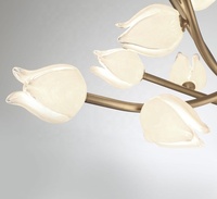 Luxe Français Restaurant Branche Lustre À La Main Tulipes Fleur En Verre Suspendu Hôtel Salon Luminaire Plafonnier
