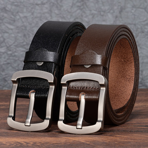 Cinturón de Cuero Genuino Personalizado, Hebilla Rectangular Plateada de Color Sólido, Cinturón Formal para Hombre, Fabricación OEM ODM - Product Image 2