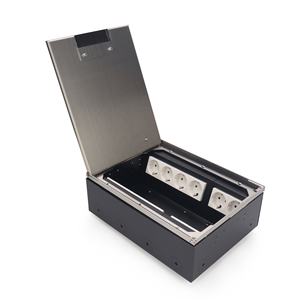 Caja de Piso Empotrada de Acero Inoxidable con Puertos Duales de Energía y Datos para Uso en Oficina, Altura Ajustable - Product Image 1