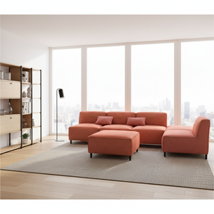 Ensemble de canapé d'angle modulaire convertible en tissu Nisco S-072, mobilier d'intérieur moderne et contemporain avec pieds en bois - Product Image 1