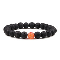 Bracelet en agate naturelle mate à veines de dragon de feu, perles rondes multicolores, bracelet extensible pour couple