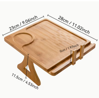 Table d'appoint pliable moderne en bambou avec support de téléphone, finition laquée, pour salon, table à manger et rangement de vaisselle