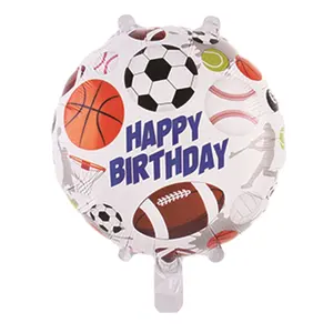 2023 New Design Happy Birthday 18 inch Round Printed Football Foil Balloons Helium Globos For Birthday Party Decoration
