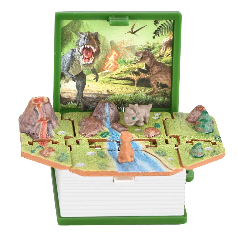 2022 New 3D Foldable Cube Dinosaur Book Magnetic Coloring Toy Dinosaurs Mini Figures Board Printing 3d Magic Books For Kids