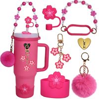 Lot de 6 accessoires de décoration : base de bouteille, manchon de transport, embout de paille, crochet de suspension, porte-clés, sangle pour bouteille de 40 oz