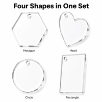 Formes en acrylique transparent de 2 mm d'épaisseur, imprimées UV, pour loisirs créatifs DIY : hexagones, cœurs, cercles, rectangles, avec trous, pour ornements de Noël et étiquettes cadeaux