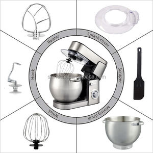 เครื่องผสมอาหารแบบตั้งโต๊ะ <span class=keywords><strong>5</strong></span> in 1 ขนาด 10 ลิตร 2000 วัตต์ 6 ระดับความเร็ว+ปุ่ม Pulse พร้อมโถสแตนเลส หัวเครื่องปรับเอียงได้ สำหรับทำเบเกอรี่ ใช้ในบ้านหรือร้านค้า - Product Image 6