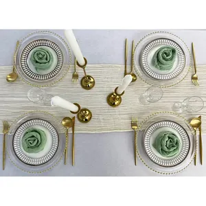 Serviettes en lin 100% brodées personnalisées, style classique pour les dîners, les fêtes et les événements, ajoute de la chaleur, vaisselle jetable - Product Image 1