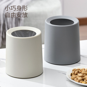 Mini Desktop Trash Can Cylindrical Pearl White Indoor Use High End Style - Product Image 3