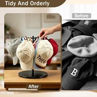 Présentoir rotatif autoportant pour casquettes, organisateur de casquettes de baseball, capacité de 18+ casquettes pour les vendeurs de marchandises