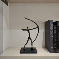 Exquis noir alliage marbre bureau décor à la maison accessoires intérieur chambre Sculpture tir à l'arc artisanat décoration de la maison articles