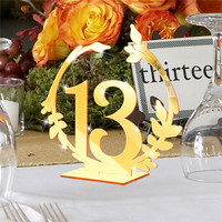 Marque-places en acrylique pour mariage, numéros de table 1-20, numéros de table dorés et argentés pour banquet de mariage, réception