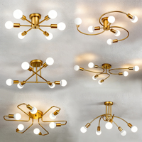 Décoration d'Intérieur Moderne Lustre en Fer Multi-Têtes Blanc Noir Or Douille E27 Plafonnier pour Salon et Magasin de Vêtements