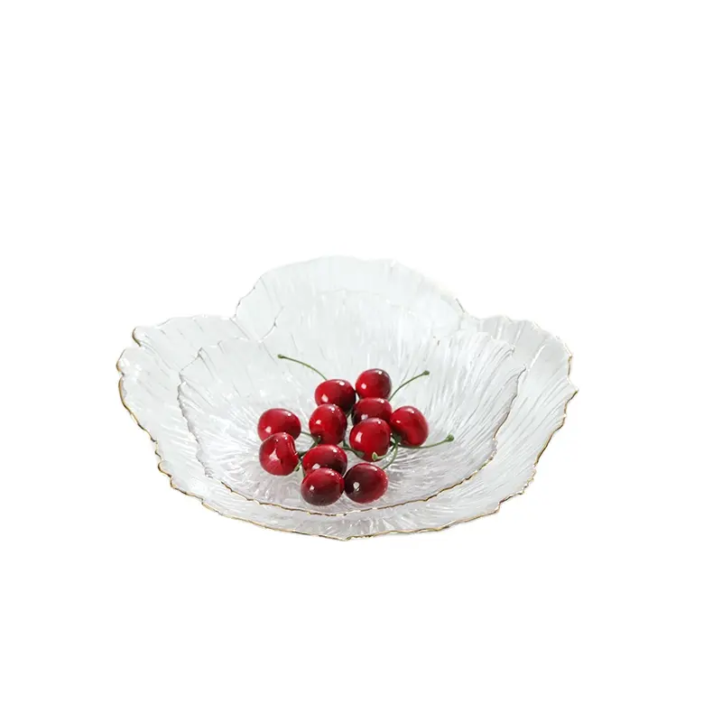फूल गिलास फलों का कटोरा और ग्लास प्लेट बरतन के लिए कांच के बने पदार्थ स्प्रे रंग के साथ सेट और tableware के साथ उच्च गुणवत्ता